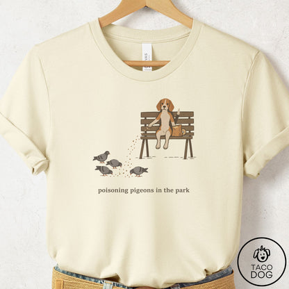 Beagle Pigeons in the Park T-Shirt Natural Taco-Dog
