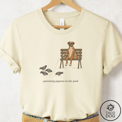 Boxer Pigeons in the Park T-Shirt Natural Taco-Dog