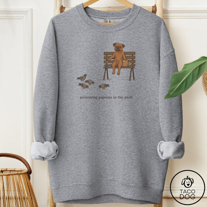 Brussels Griffon Pigeons in the Park Sweatshirt Graphite Heather Taco-Dog