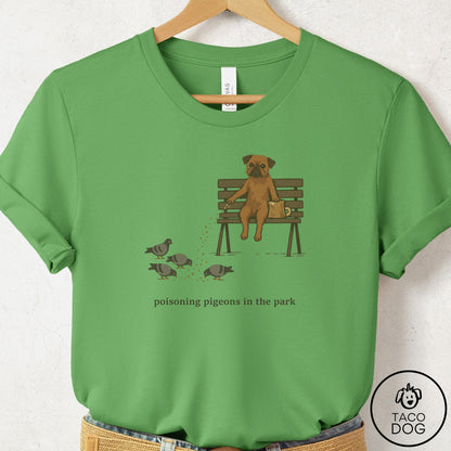 Brussels Griffon Pigeons in the Park T-Shirt Leaf Taco-Dog
