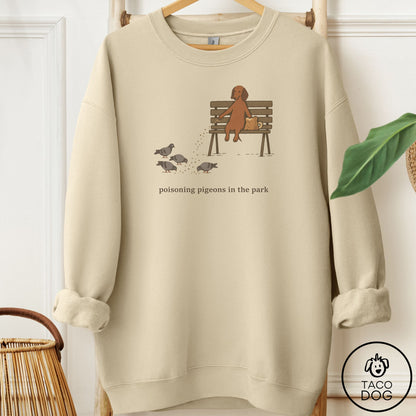 Dachshund Pigeons in the Park Sweatshirt Sand Taco-Dog