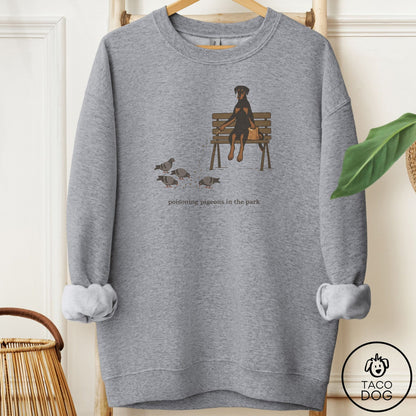 Doberman Pigeons in the Park Sweatshirt Graphite Heather Taco-Dog