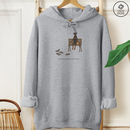 Doberman Pigeons in the Park Hoodie Graphite Heather Taco-Dog