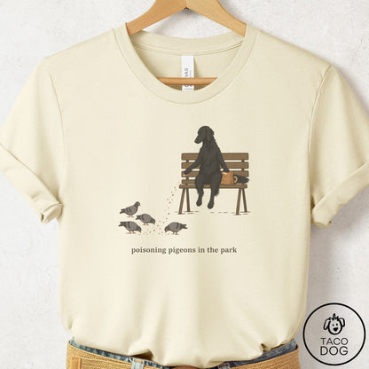 Flat-Coated Retriever Pigeons in the Park T-Shirt Natural Taco-Dog