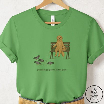 Golden Retriever Pigeons in the Park T-Shirt Leaf Taco-Dog