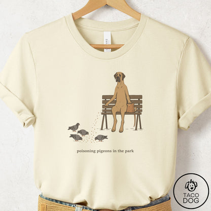 Great Dane Pigeons in the Park T-Shirt Natural Taco-Dog