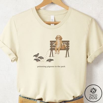Havanese Pigeons in the Park T-Shirt Natural Taco-Dog