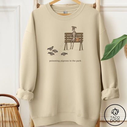 Italian Greyhound Whippet Pigeons in the Park Sweatshirt Sand Taco-Dog