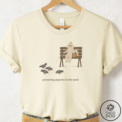 Maltese Pigeons in the Park T-Shirt Natural Taco-Dog