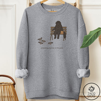 Newfoundland Pigeons in the Park Sweatshirt Graphite Heather Taco-Dog