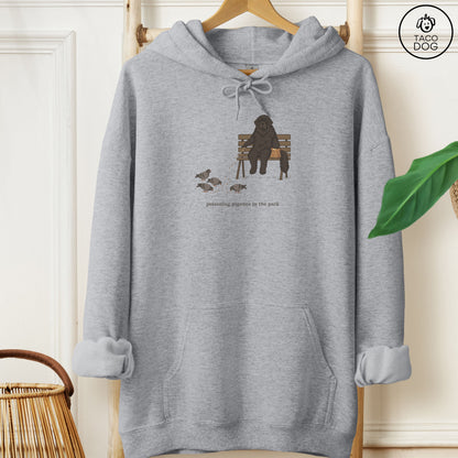 Newfoundland Pigeons in the Park Hoodie Graphite Heather Taco-Dog