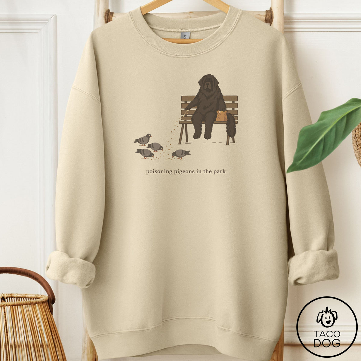 Newfoundland Pigeons in the Park Sweatshirt Sand Taco-Dog