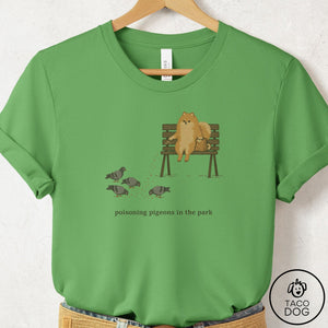 Pomeranian Pigeons in the Park T-Shirt Leaf Taco-Dog