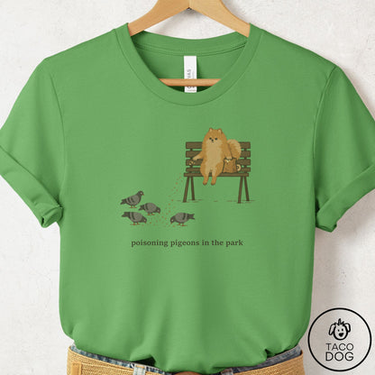 Pomeranian Pigeons in the Park T-Shirt Leaf Taco-Dog