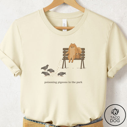 Pomeranian Pigeons in the Park T-Shirt Natural Taco-Dog