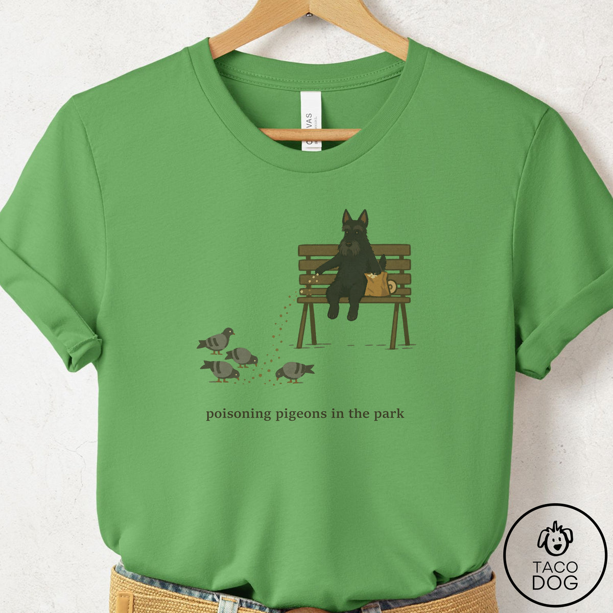 Scottie Pigeons in the Park T-Shirt Leaf Taco-Dog