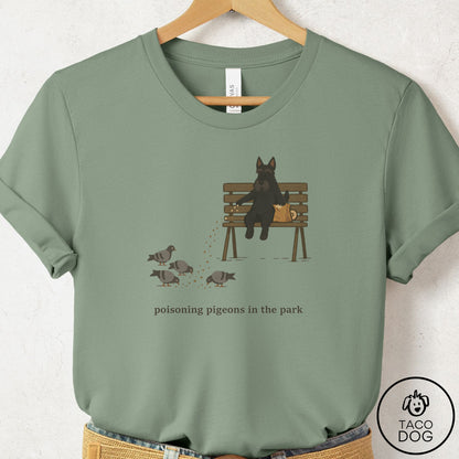 Scottie Pigeons in the Park T-Shirt Sage Taco-Dog
