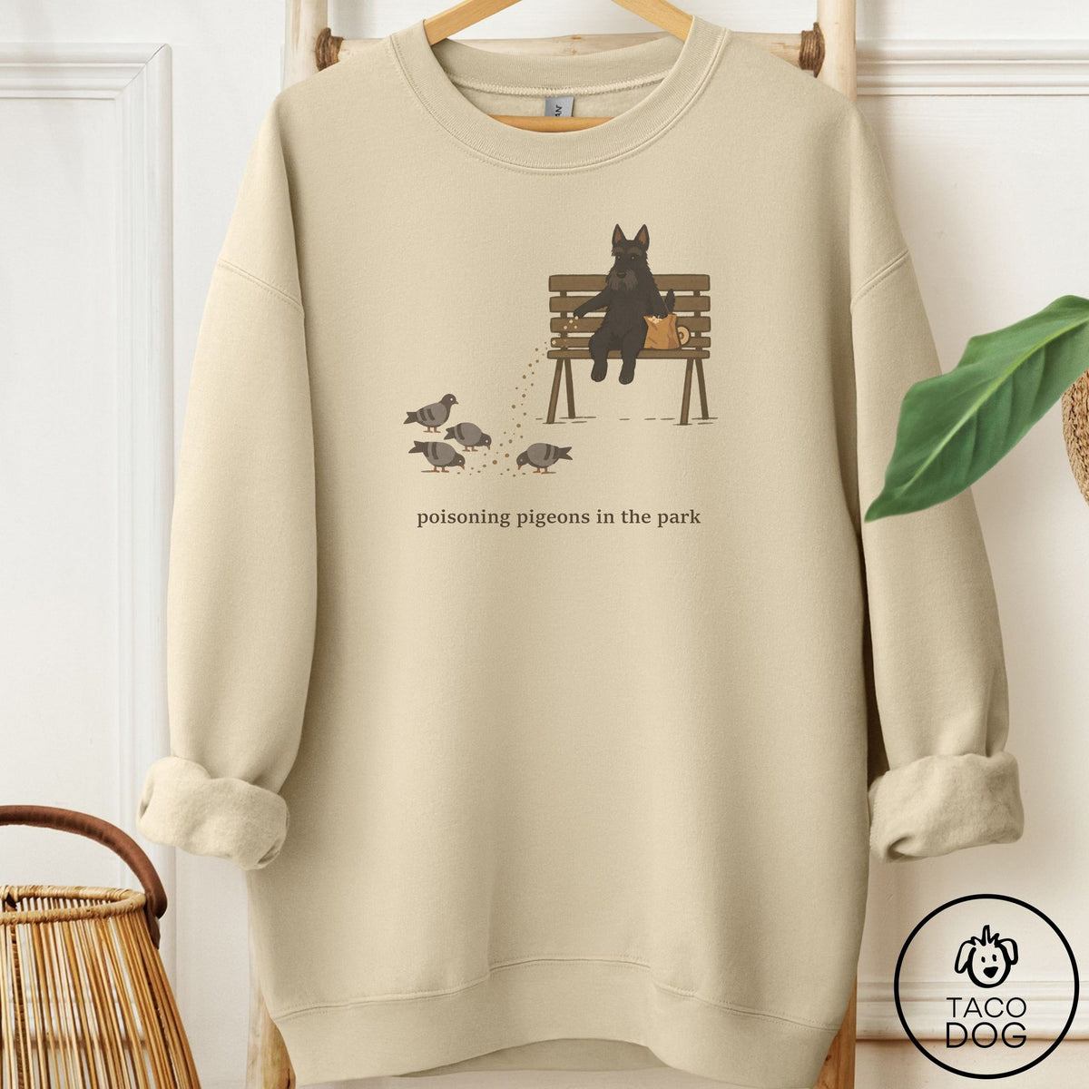 Scottie Pigeons in the Park Sweatshirt Sand Taco-Dog