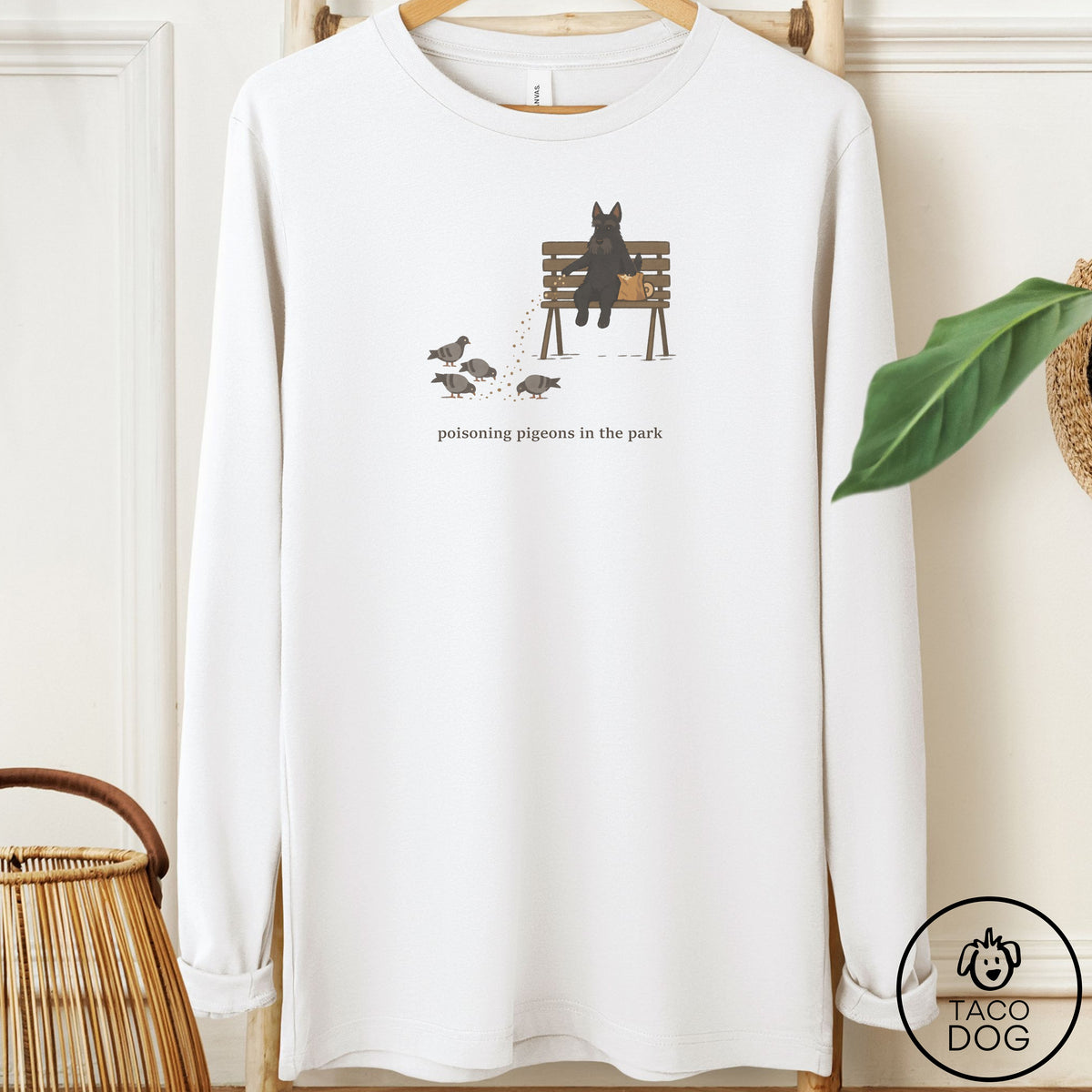 Scottie Pigeons in the Park Long Sleeve Tee White Taco-Dog