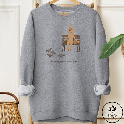 Poodle Pigeons in the Park Sweatshirt Graphite Heather Taco-Dog