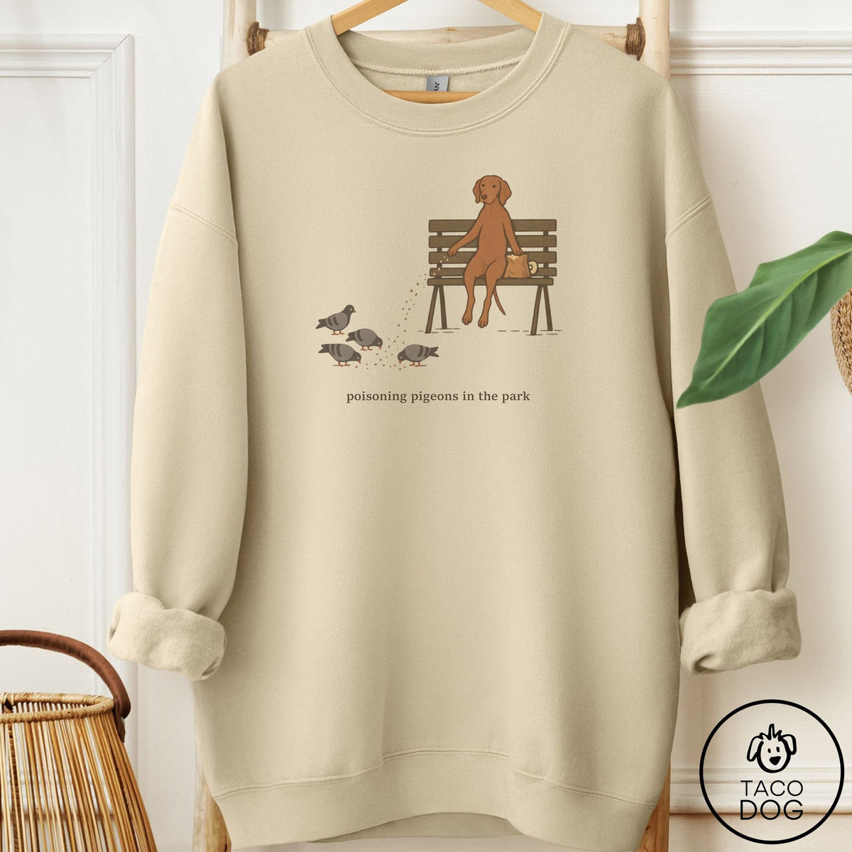 Vizsla Pigeons in the Park Sweatshirt Sand Taco-Dog