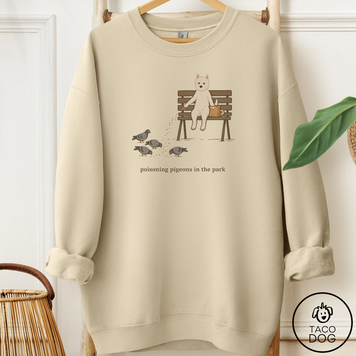 Westie Pigeons in the Park Sweatshirt Sand Taco-Dog
