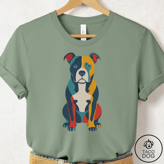 Pitbull Color Block T-Shirt Sage Taco-Dog