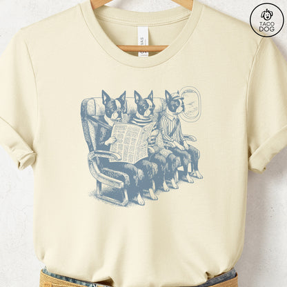 Boston Terrier Departures T-Shirt Natural S Taco-Dog