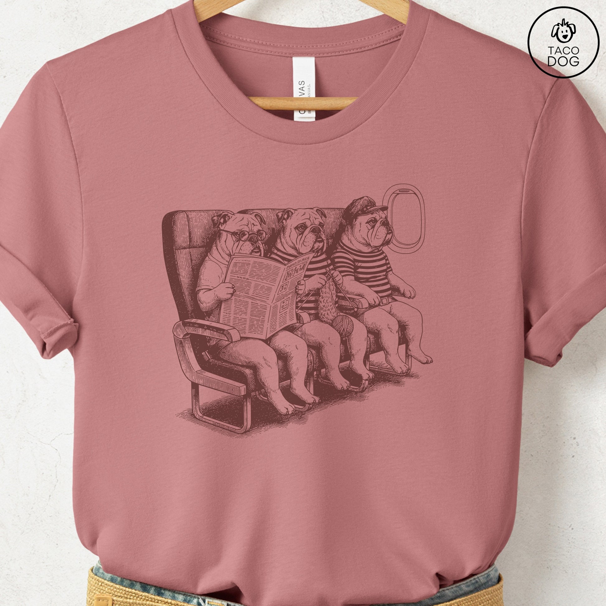 English Bulldog Departures T-Shirt Taco-Dog