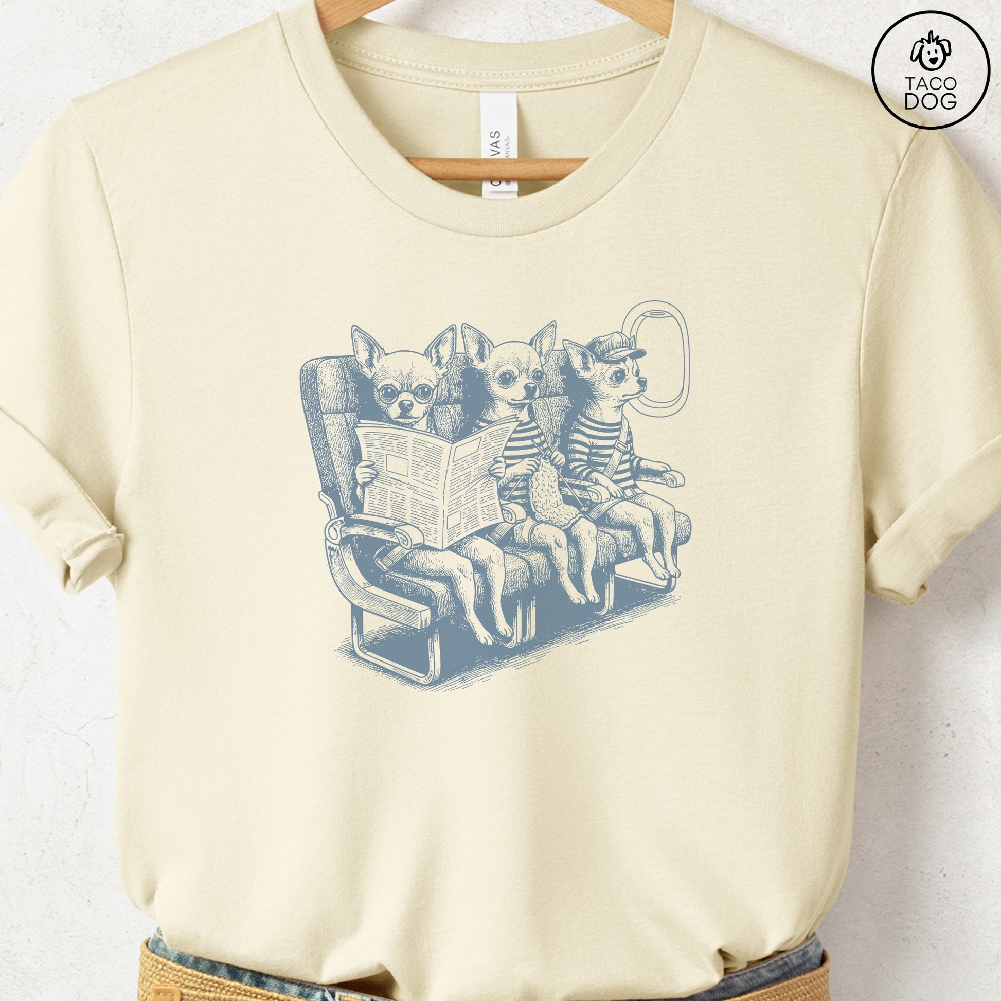 Chihuahua Departures T-Shirt Natural S Taco-Dog
