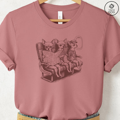 Chihuahua Departures T-Shirt Heather Mauve S Taco-Dog