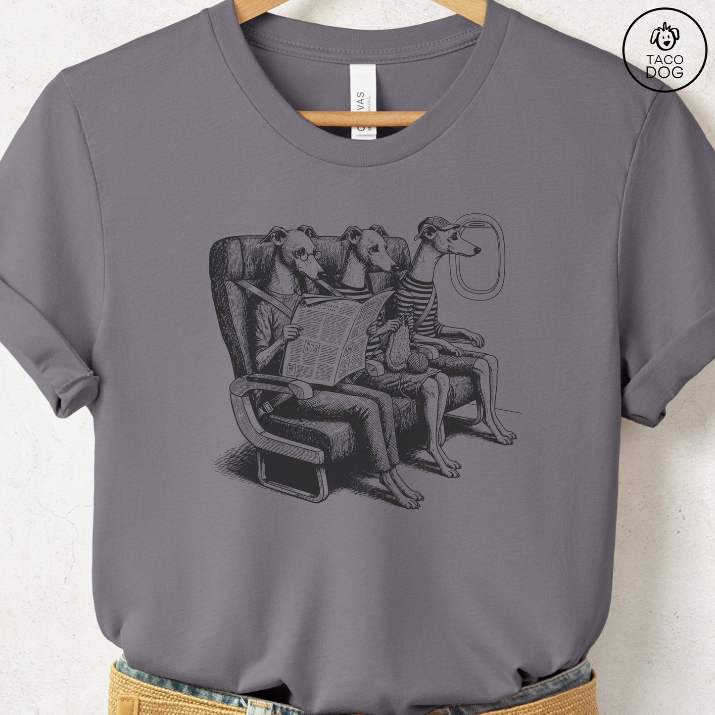 Italian Greyhound Whippet Iggy Departures T-Shirt Taco-Dog