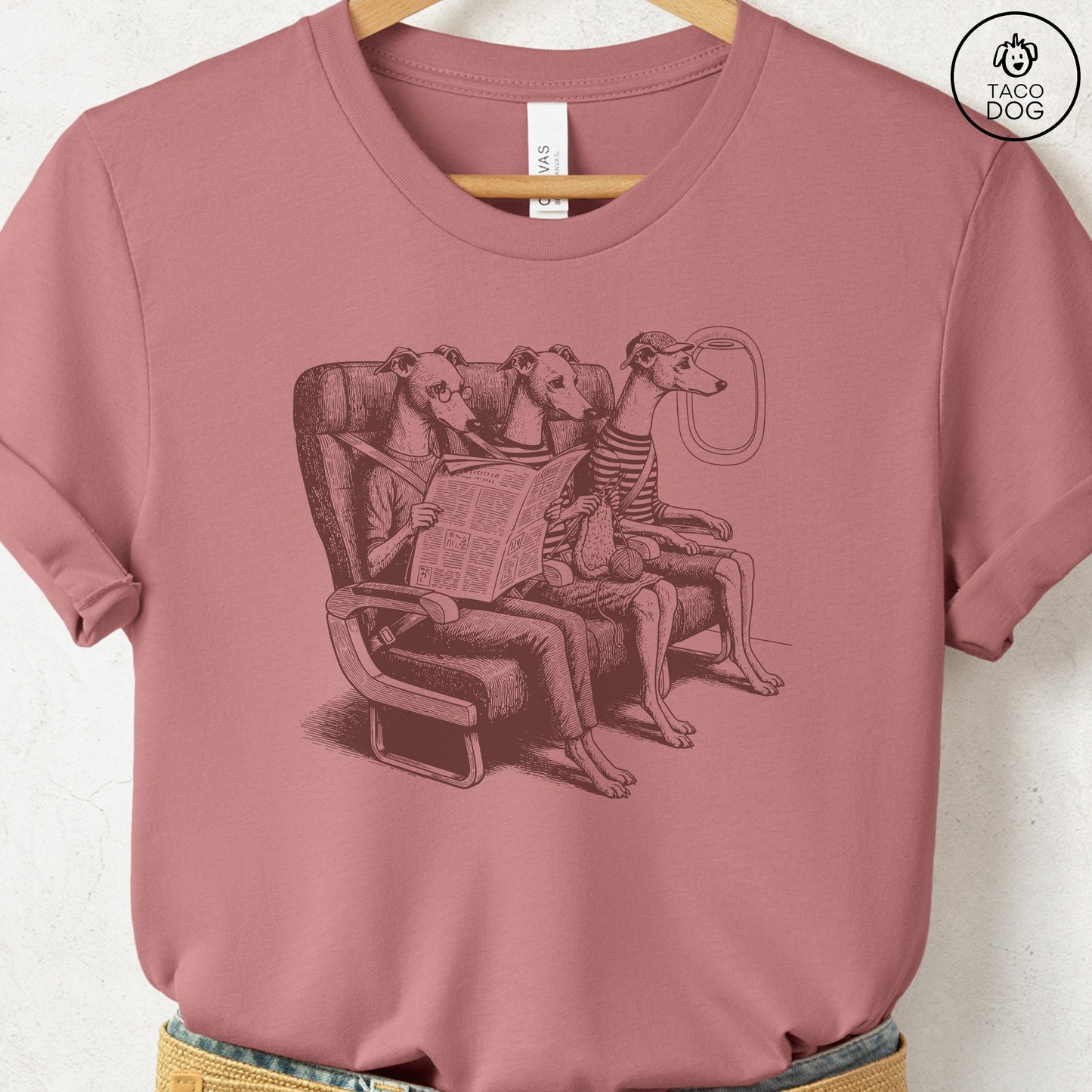 Italian Greyhound Whippet Iggy Departures T-Shirt Taco-Dog