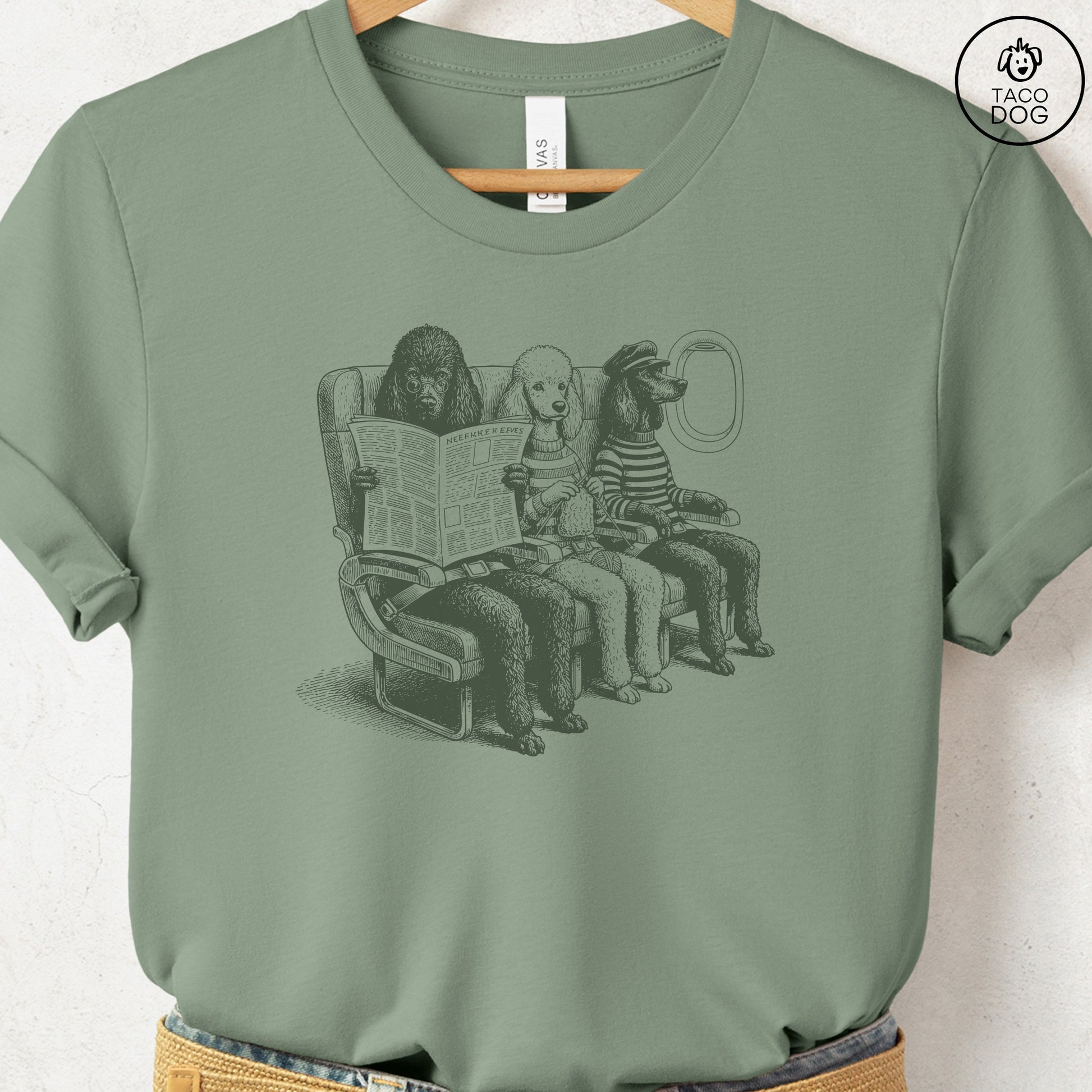 Poodle Departures T-Shirt Sage S Taco-Dog