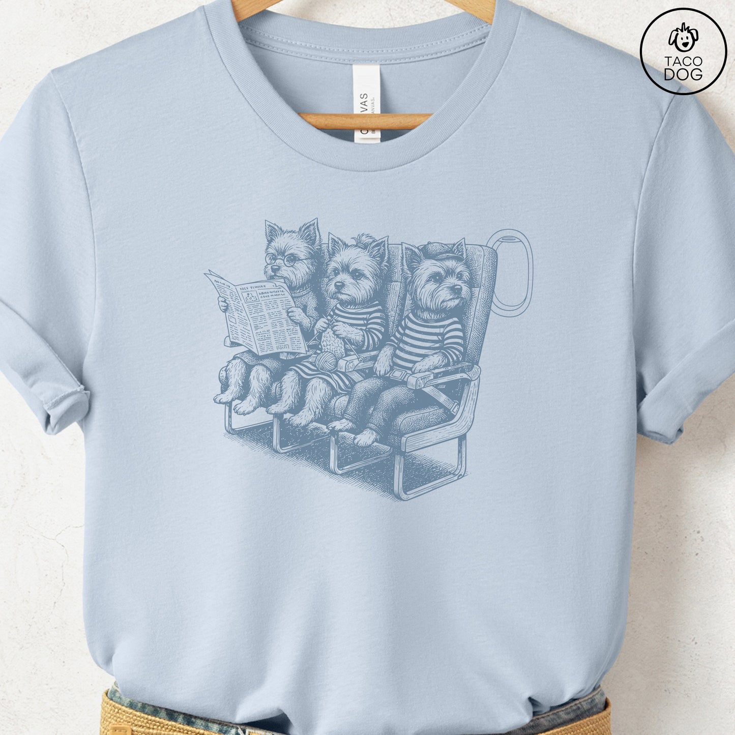 Yorkshire Terrier Yorkie Departures T-Shirt Light Blue S Taco-Dog