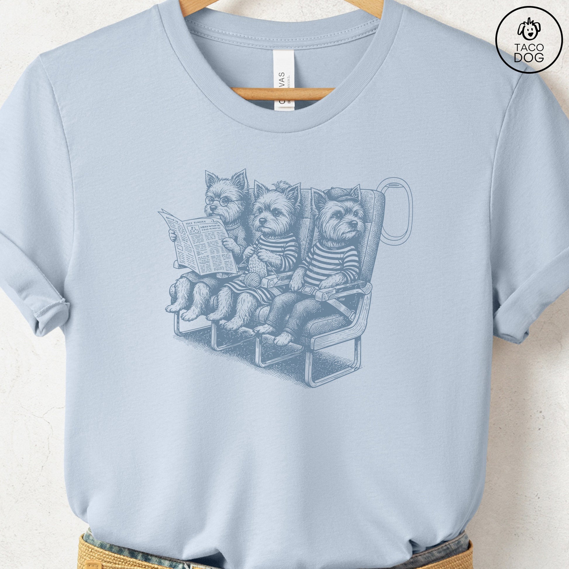 Yorkshire Terrier Yorkie Departures T-Shirt Light Blue S Taco-Dog