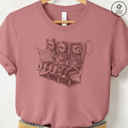 Yorkshire Terrier Yorkie Departures T-Shirt Heather Mauve S Taco-Dog
