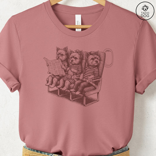 Yorkshire Terrier Yorkie Departures T-Shirt Heather Mauve S Taco-Dog