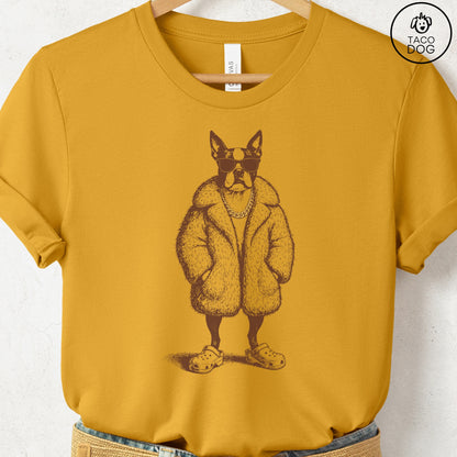 Boston Terrier Plush T-Shirt Mustard S Taco-Dog