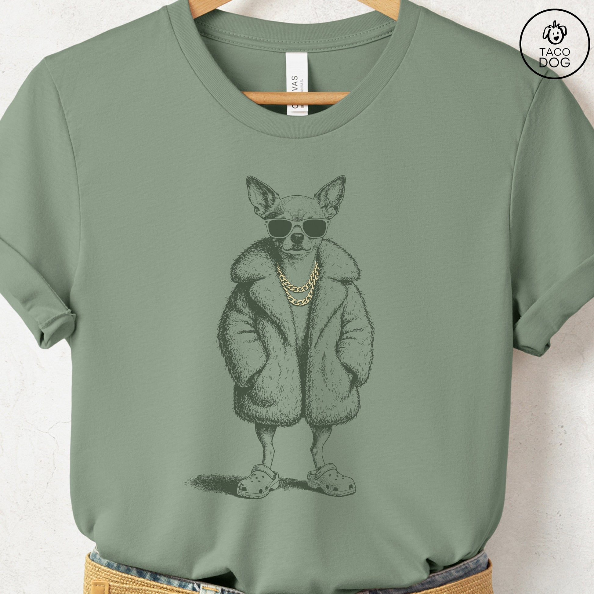 Chihuahua Plush T-Shirt Sage S Taco-Dog