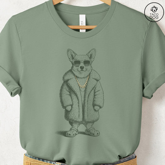 Corgi Plush T-Shirt Sage S Taco-Dog