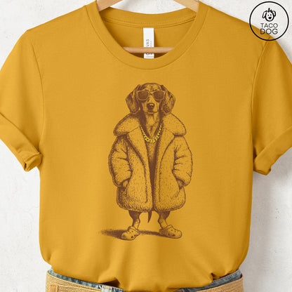 Dachshund Plush T-Shirt Mustard S Taco-Dog
