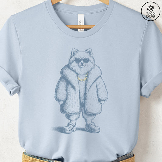 Pomeranian Plush T-Shirt Light Blue S Taco-Dog