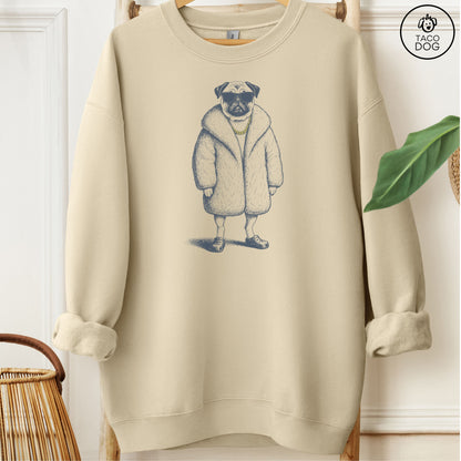 Pug Plush Sweatshirt Sand M Taco-Dog