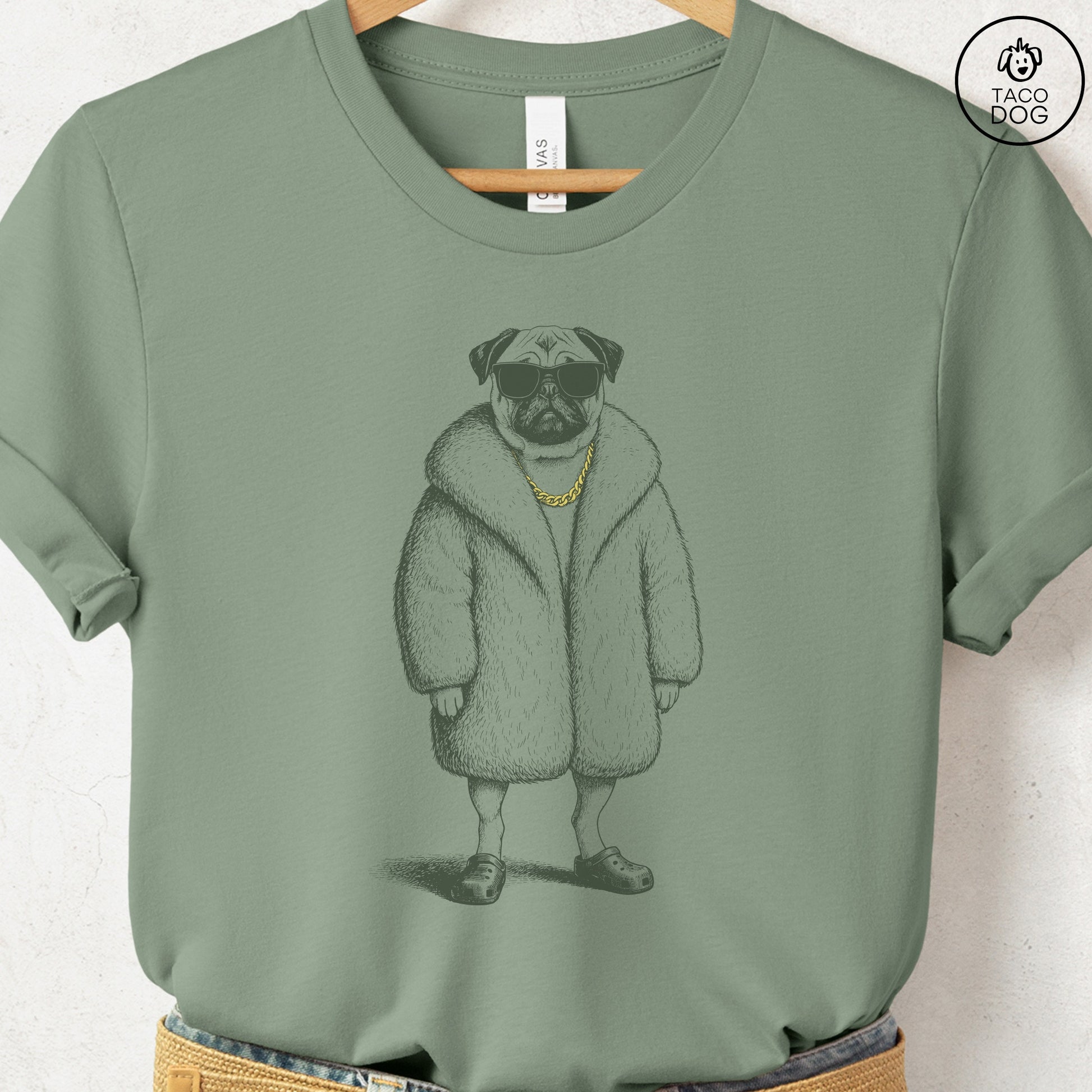 Pug Plush T-Shirt Sage S Taco-Dog