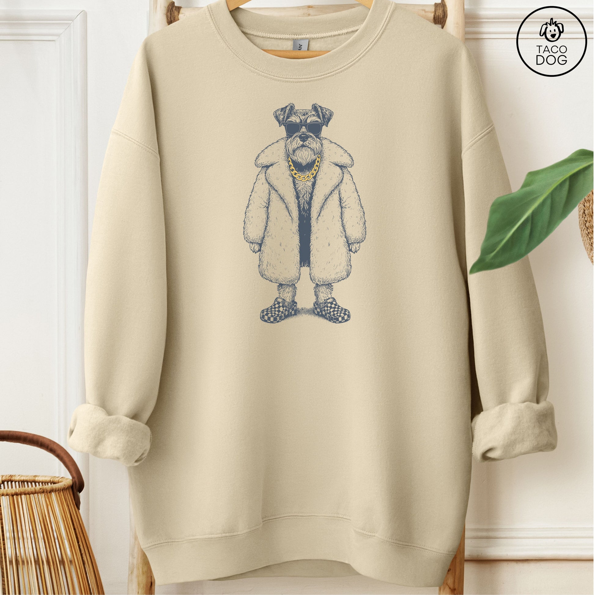 Schnauzer Plush Sweatshirt Sand M Taco-Dog