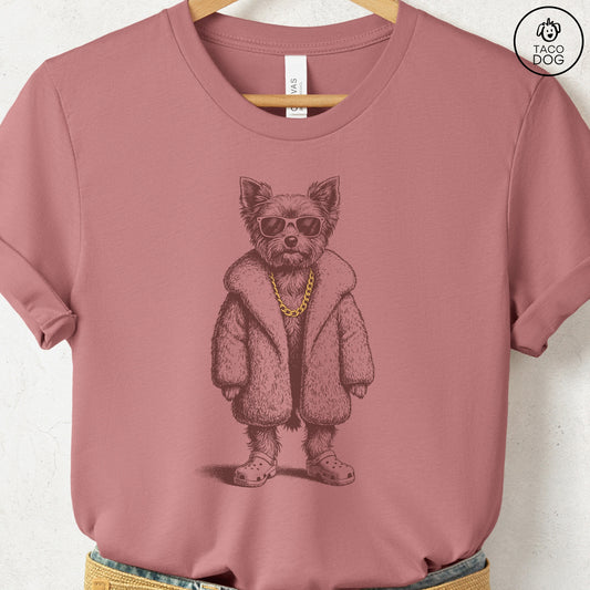Yorkshire Terrier Yorkie Plush T-Shirt Heather Mauve S Taco-Dog