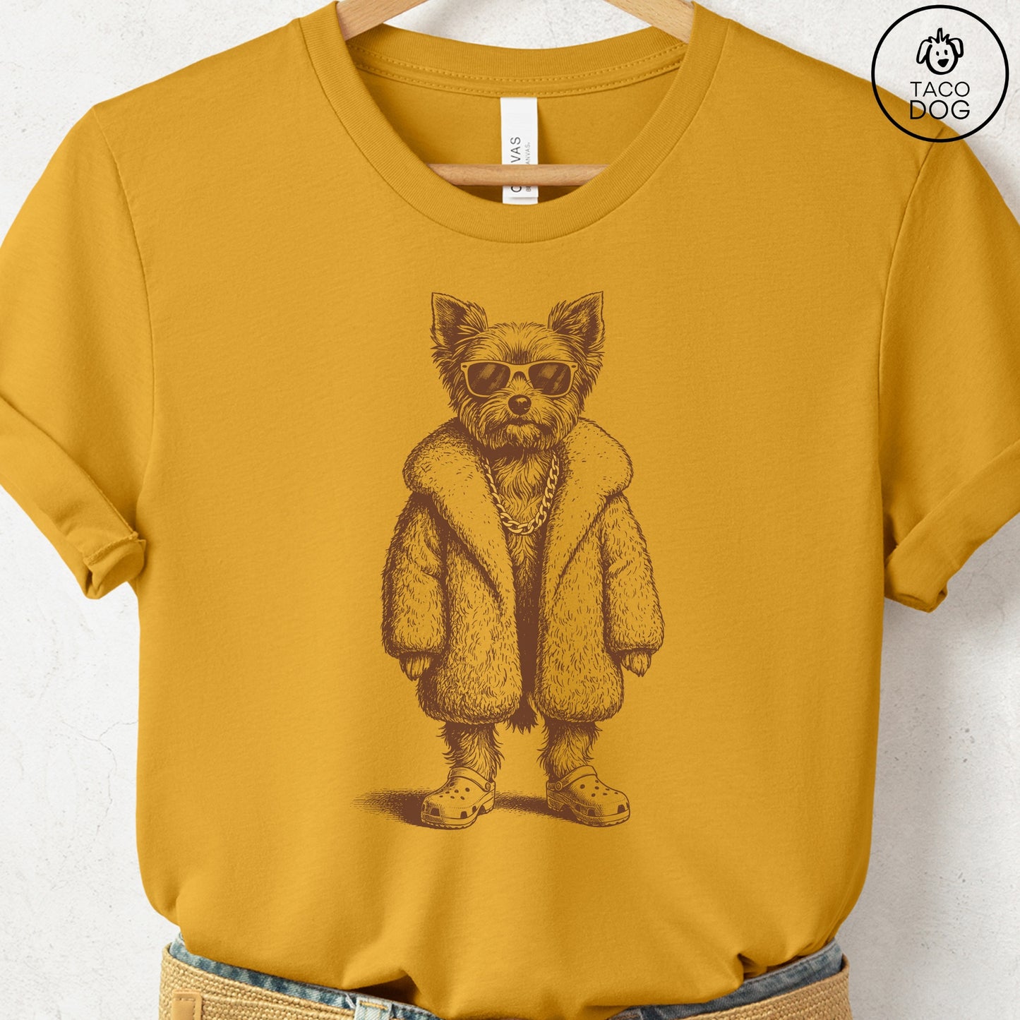 Yorkshire Terrier Yorkie Plush T-Shirt Mustard S Taco-Dog