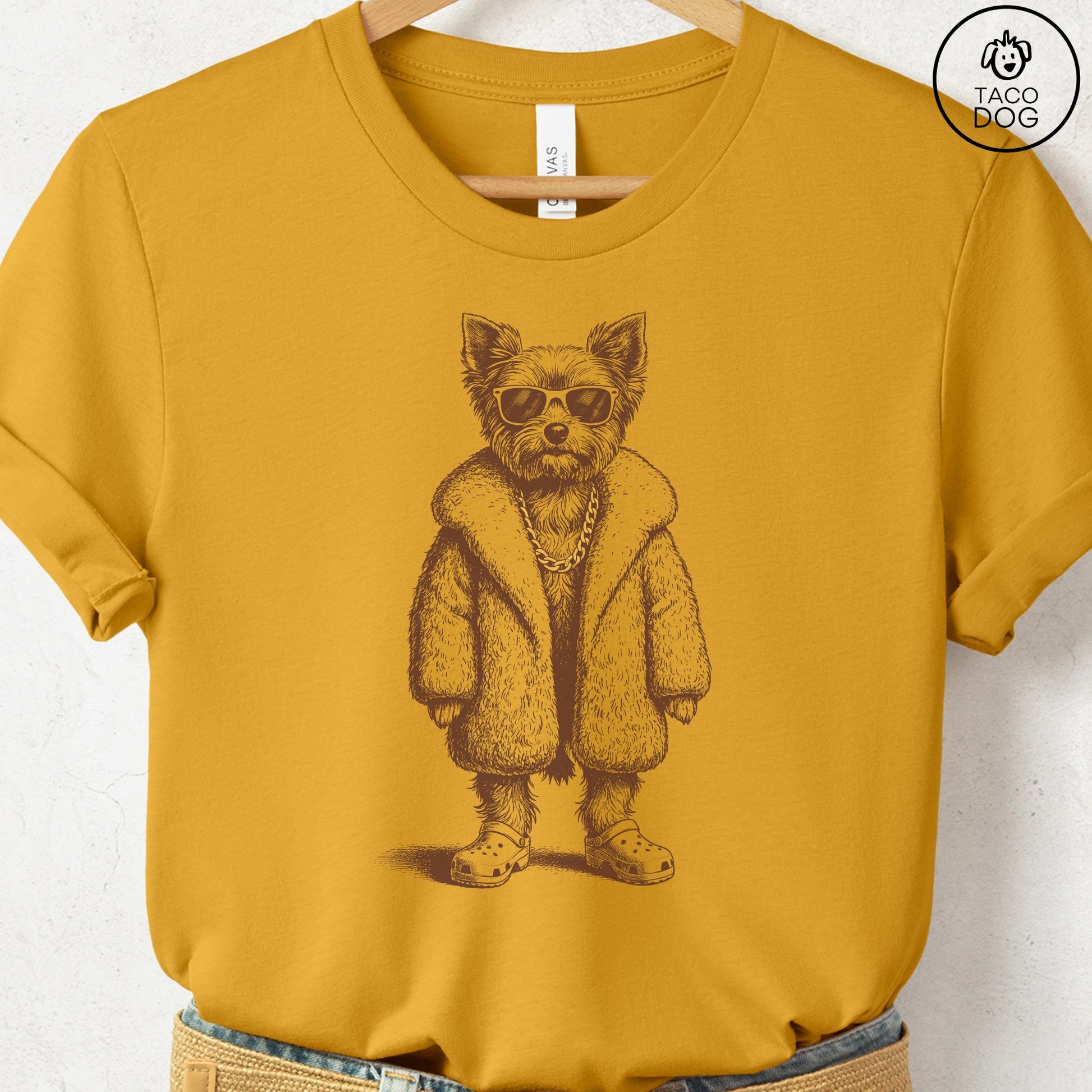 Yorkshire Terrier Yorkie Plush T-Shirt Mustard S Taco-Dog