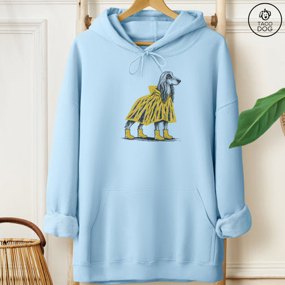 Afghan Hound Poncho Hoodie Light Blue Taco-Dog